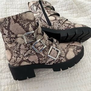 BP Snakeskin Combat Boots with Buckles